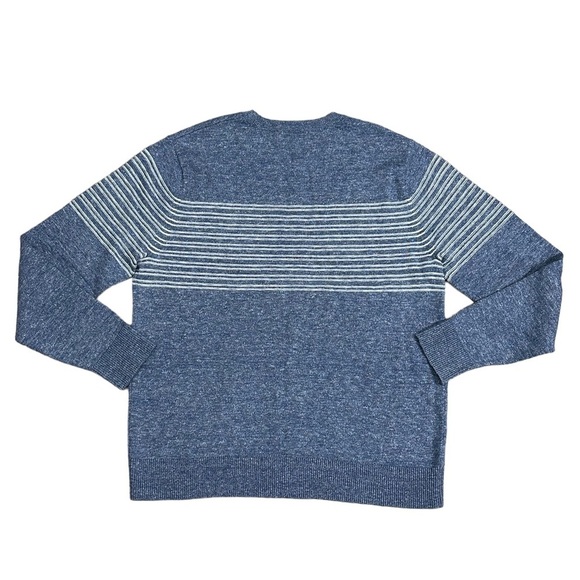 Men’s Goodfellow Large 42 - 44 Crew Sweater Stripes Blue White Long Sleeve NWOT - Picture 4 of 8